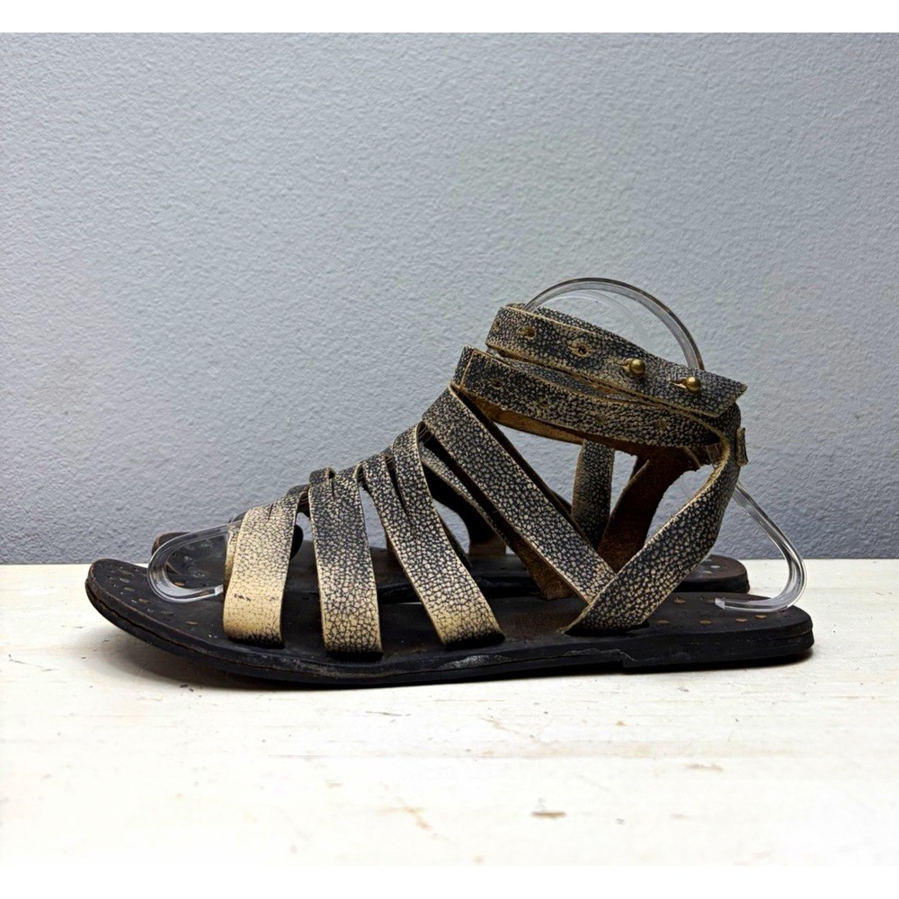 Free People Gray Leather Sunever Gladiator Sandals Size 37